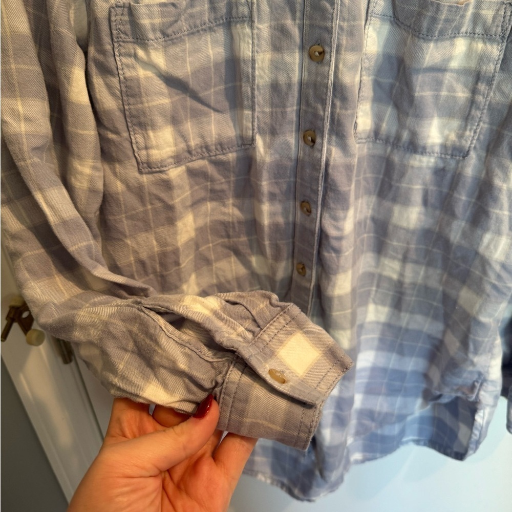 Pilcro Light Blue Checkered Button Down Shirt - Picture 4 of 7